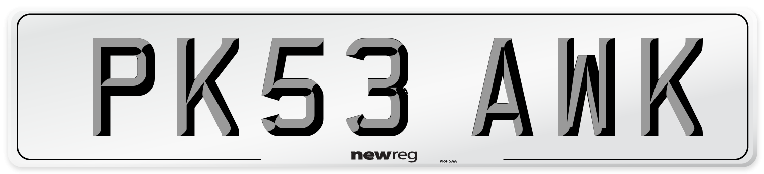 PK53 AWK Number Plate from New Reg